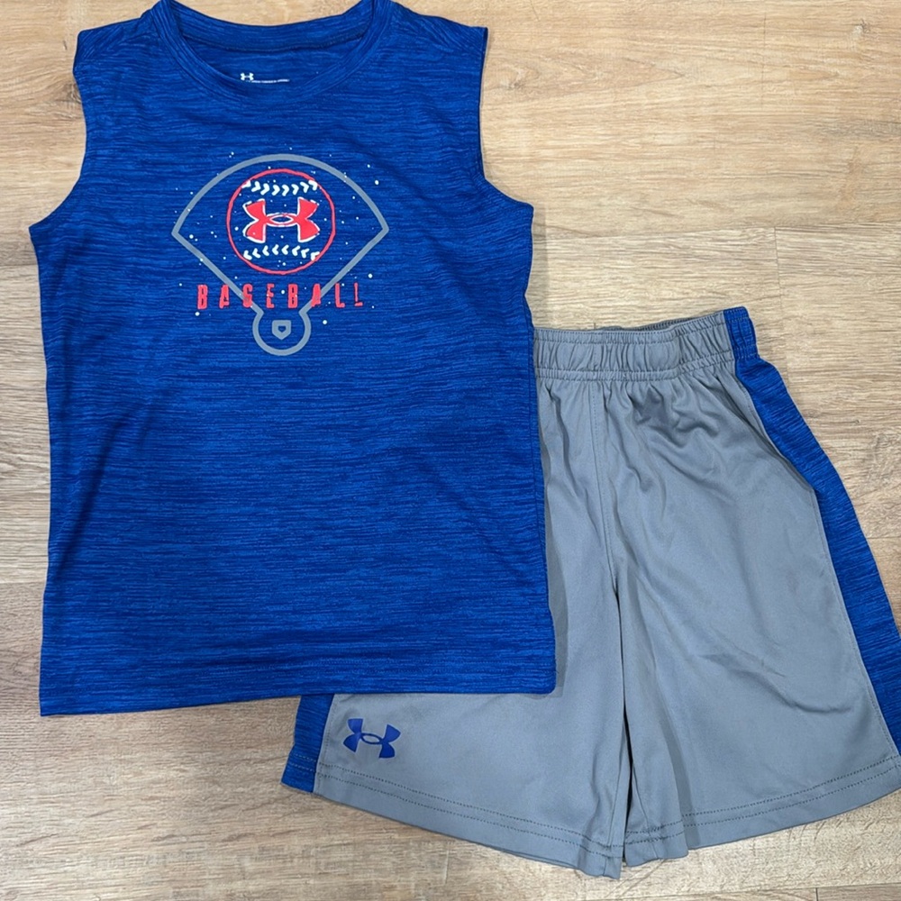 Under Armour Blue tank and gray Shorts Set